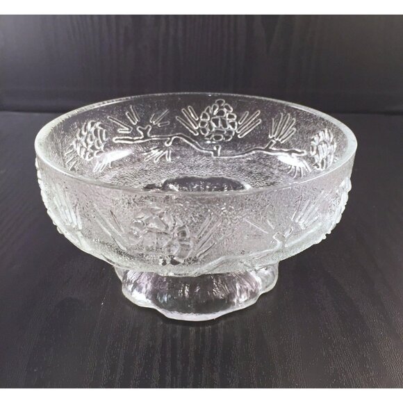 2 Tiara Ponderosa Pine Individual Salad Bowls Footed Pine Cones Indiana Glass In - Picture 2 of 10